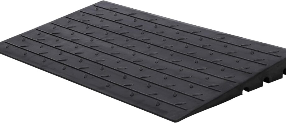 Towallmark Rubber Threshold Ramp, 2.5’’ Rise Wheelchair Ramp, 2500LBS Capacity Curb Ramp Driveway Handicap Ramps for Home Entry Steps Wheelchairs Driveway Mobility Scooters with 3 Channels Cord Cover