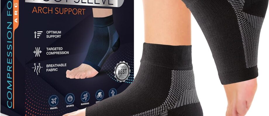 Compression Socks for Plantar Fasciitis, Achilles Tendonitis Relief - (1 Pair) Ankle Compression Sleeve for Heel Spurs, Foot Swelling & Fatigue - Arch Support Brace for Everyday Use