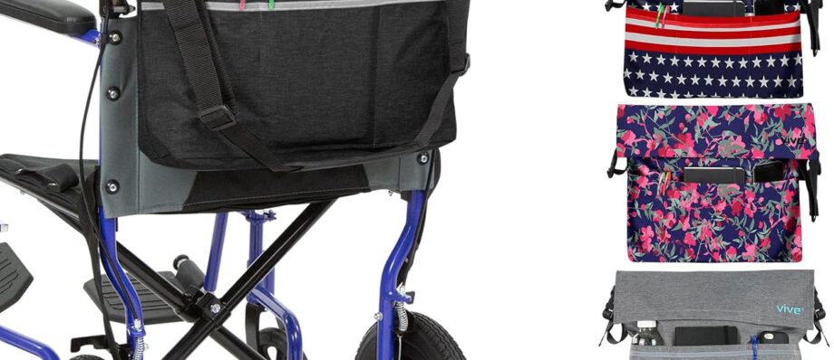 Vive XL Wheelchair Bag - Waterproof, Scratch-Resistant, Double-Stitched, Machine Washable Accessory for Adults, Seniors, 15 Colors - Storage Walker Backpack to Hang on Back of Wheel Chair