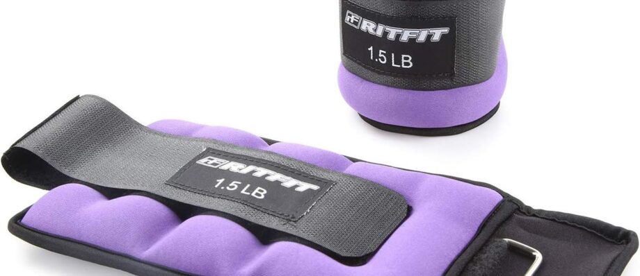 RitFit Ankle Wrist Weights (1 Pair) 1 1.5 2 3 4 5 LB Each with Fully Adjustable Strap for Arm, Hand & Leg - Best for Walking, Jogging, Gymnastics, Aerobics