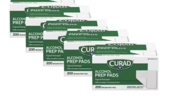 Curad Alcohol Prep Pads, 70% Alcohol, 1000 Count (5 Boxes 200 CT/EA)