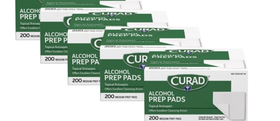 Curad Alcohol Prep Pads, 70% Alcohol, 1000 Count (5 Boxes 200 CT/EA)