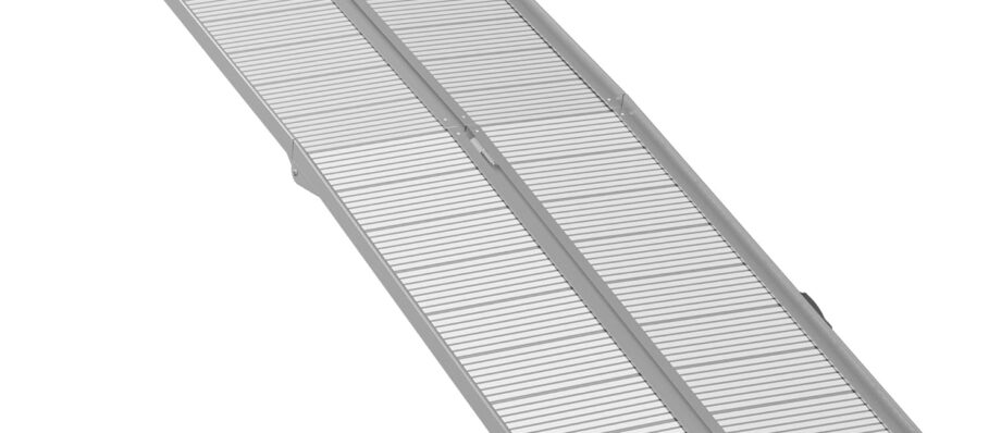 HOMCOM Wheelchair Ramp 10FT, Foldable Aluminum Threshold Ramp with Non-Slip Surface and Handle, 600lbs Weight Capacity, Suitcase Handicap Ramp for Home, Doorways, Curbs, Steps