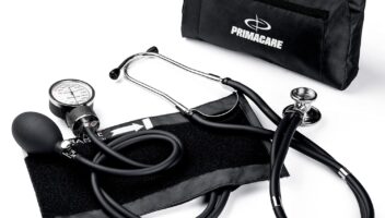 Primacare DS-9181-BK Professional Aneroid Sphygmomanometer and Sprague Rappaport Stethoscope, Manual Blood Pressure Kit with Cuff and Carrying Case, Black