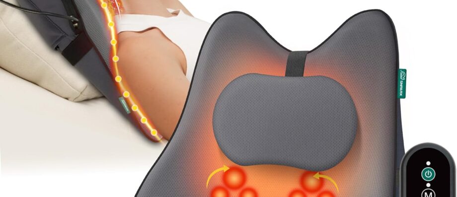 Snailax Shiatsu Neck Back Massager with Heat, Back Massager for Lower Back Pain, 3D Kneading Massage Pillow for Neck, Shoulders, Lower Back, Gifts