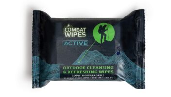 Combat Wipes ACTIVE Outdoor Wet Wipes - Extra Thick Camping Gear, Biodegradable, Body & Hand Cleansing/Refreshing Cloths for Backpacking & Gym w/Natural Aloe & Vitamin E (25 Wipes)