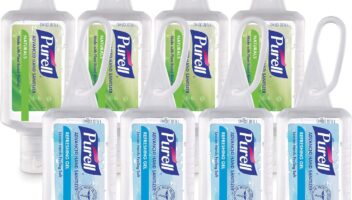 Purell Advanced Hand Sanitizer Variety Pack, Naturals and Refreshing Gel, 1 Fl Oz Travel Size Flip-Cap Bottle with Jelly Wrap Carrier (Pack of 8), 3900-09-ECSC