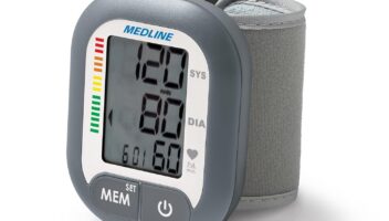 Medline Digital Wrist Blood Pressure Monitor, BP Cuff with Batteries Included (60 Reading Memory)