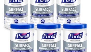 PURELL Professional Surface Disinfecting Wipes, Citrus Scent, 110 Count Canister, 7"x 8" Wipes (Pack of 6) - 9342-06