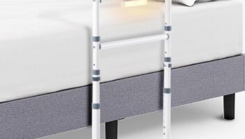 Bed Rails for Elderly Adults Safety - with Motion Light, Bed Assist Rail Handle with Support Legs, Bedside Hand Guard Grab Bar for Seniors & Surgery Patients Fits King, Queen, Full, Twin