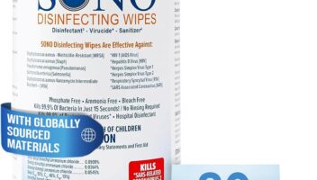 SONO Disinfecting Wipes - Alcohol-Free, Unscented, No Bleach, Medical-Grade I Multi-Surface Cleaning for Home, School, Office, Hospital, Gym I Gentle on Electronic Devices I Everyday Use I 80 CT