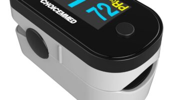 CHOICEMMED Black Dual Color OLED Finger Pulse Oximeter - Blood Oxygen Saturation Monitor with Color OLED Screen Display and Included Batteries - O2 Saturation Monitor