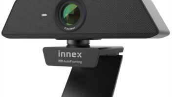 Innex C470 4K Webcam with Microphone, AI Auto-Framing, 5X Digital Zoom, Auto Light Correction, for Zoom, Microsoft Teams, 120 Degree Wide Angle Webcam for PC, Mac, Windows, Video Call, Live Streaming