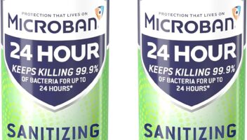 MICROBAN Disinfectant Spray, 24 Hour Sanitizing and Antibacterial Spray, Sanitizing Spray, Fresh Scent, 2 Count (15oz Each)