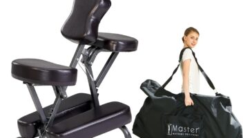 Master Massage Bedford Adjustable Portable Folding Full Body Massage Chair, Coffee, 11" x 14" x 39"