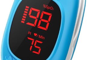 Pulse Oximeter For Kids Oxygen Monitor Children Pulse Oximeter For Baby Oxygen Monitor Kids Pulse Oximeter Fingertip, Large Display, Included With AAA Battery