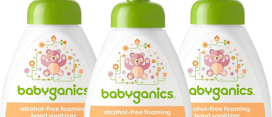 Babyganics Alcohol-Free Foaming Hand Sanitizer, Pump Bottle, Mandarin, 8.45 oz, 3 Pack