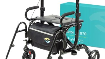 Helavo 2 in 1 Walker Wheelchair Combo - Foldable Aluminum Rollator with Footrests - Convertible to a Transport Chair - Maximum Mobility in All Situations