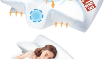 Hexus Cervical Pillow for Neck Pain Relief, Ergonomic Hollow Design, Odorless Memory Foam Pillow for Sleeping, Orthopedic Contour Neck Support Pillows for Side, Back, and Stomach Sleepers, White