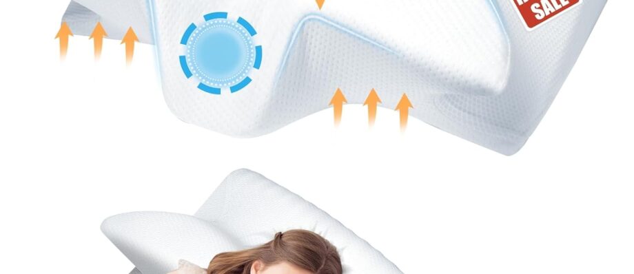 Hexus Cervical Pillow for Neck Pain Relief, Ergonomic Hollow Design, Odorless Memory Foam Pillow for Sleeping, Orthopedic Contour Neck Support Pillows for Side, Back, and Stomach Sleepers, White