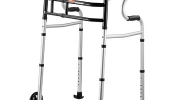 VEVOR Folding Walker on Wheels, 3-in-1 Stand-Assist Folding Walkers with Adjustable Height and Width, Lightweight Aluminum | Front Wheeled Mobility Aid for Elderly Handicapped Disabled, Up to 350LBS