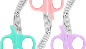 Trauma Shears, Medical Scissors 3-Pack, Premium Bandage Scissors for Nurses, 7.5" Nursing Scissors, Surgical Scissors, Nurse Scissors, Emergency First Aid Scissors (Pastel Blue, Pink, Lilac)