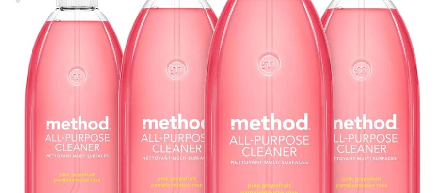 Method All-Purpose Cleaner Spray, Pink Grapefruit, Plant-Based and Biodegradable Formula Perfect for Most Counters, Tiles and More, 28 Fl Oz, (Pack of 4)